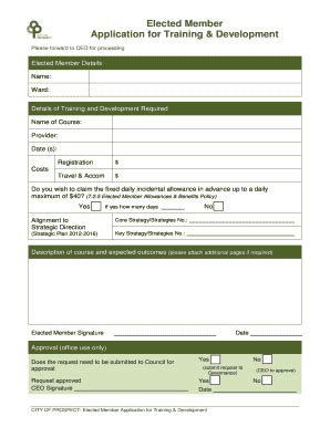 Fillable Online Prospect Sa Gov Elected Member Application For Training