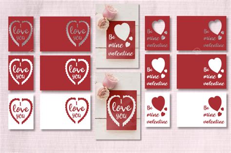 Valentine Card Bundle Svg Heart Card Svg Love Cards Template Paper