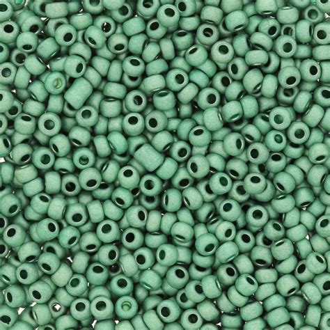 Mini rocailles 11 0 2 mm Terra Métallique Mat Vert x20g Perles Co