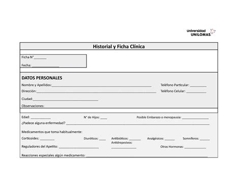 Historial Y Ficha Cl Nica Cosmetologia Word Historial Y Ficha