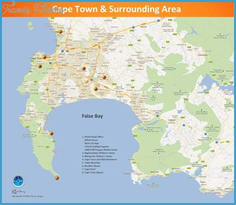 Cape Town Map - Travel - Map - Vacations - TravelsFinders.Com