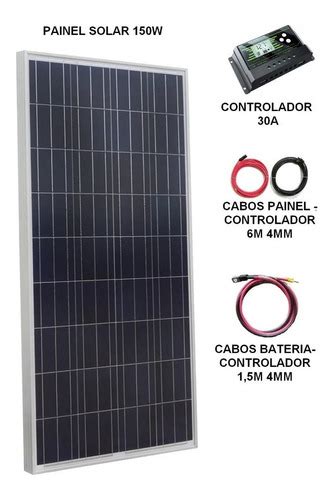 Kit Painel Placa Energia Solar 150w Controlador Cabos