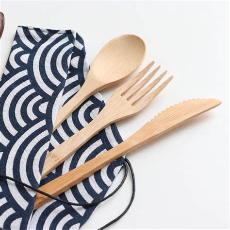 Eco Friendly Cutlery Set Stocking Filler Reusable Bamboo Cutlery