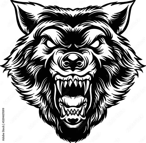 Silhouette Angry Wolf Head Tattoo Vector Illustrations For Your Work