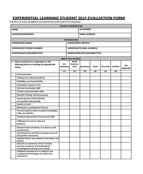 Free 54 Student Evaluation Forms In Pdf