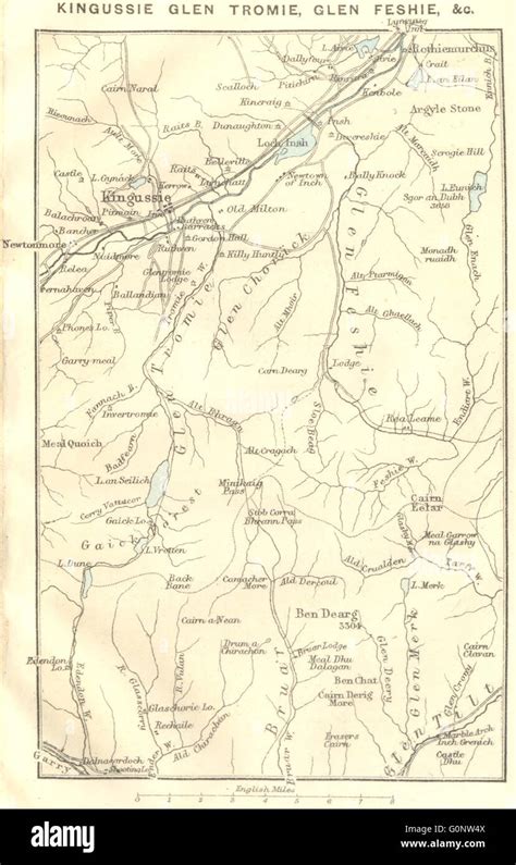 SCOTLAND: Kingussie Glen Tromie, Feshie, 1887 antique map Stock Photo - Alamy