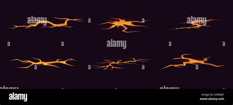 Lava Ground Cracks Earthquake Split With Light Inside Volcano Magma Damage Fissure Effect