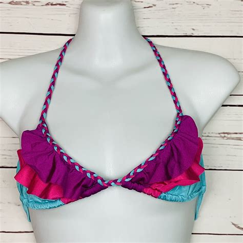 Beach Bunny Bronze Ruffle Bikini Triangle Top Xs L Gem