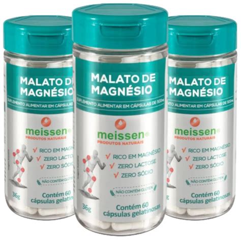 3 Malato de Magnésio Magnésio Dimalato Puro 180 Capsulas 2 x Dia