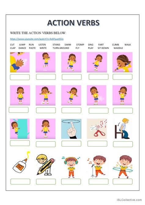 Action Verbs Esl Printable Picture Dictionary Worksheet For Off