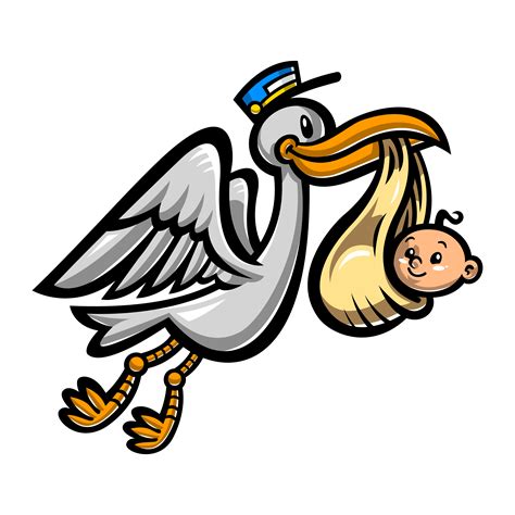 Cartoon Flying Stork Bird Delivering A Baby 544897 Vector Art at Vecteezy