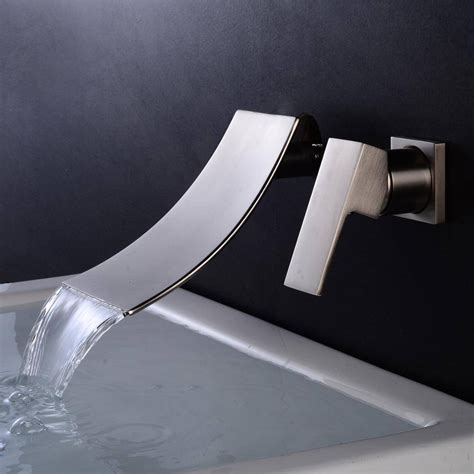 Luxury Bathtub Faucet Chromeblack Brass Wall Mount Waterfall Bathroom Faucet Big Square Spout