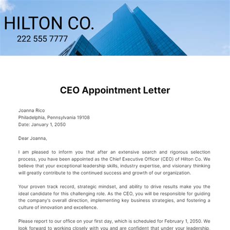 Free Ceo Appointment Letter Template To Edit Online