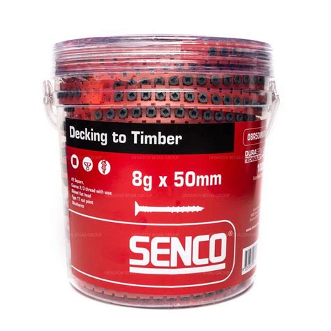 Senco Collated Screws 8g X 50mm Decking Floor To Timber 1000 Pack 08r50mwta