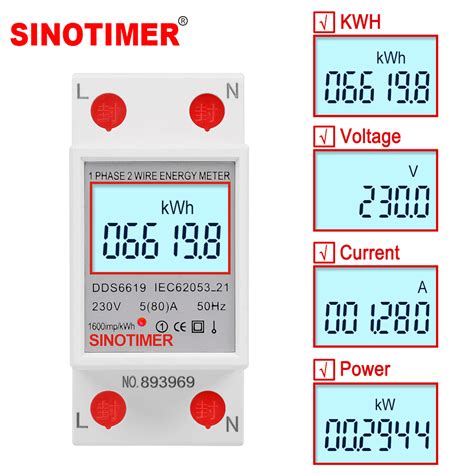 Monofásico LCD de dois fios Display digital Wattímetro Consumo de