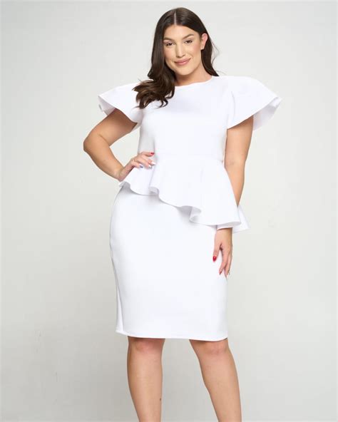 Plus Size Calista Peplum Dress White