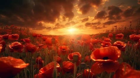 Premium AI Image | Remembrance Day poppy field Generative AI