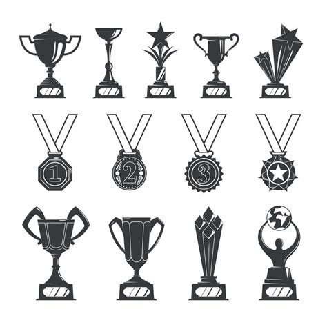 Cups And Medals Set 4902778 Vector Art At Vecteezy