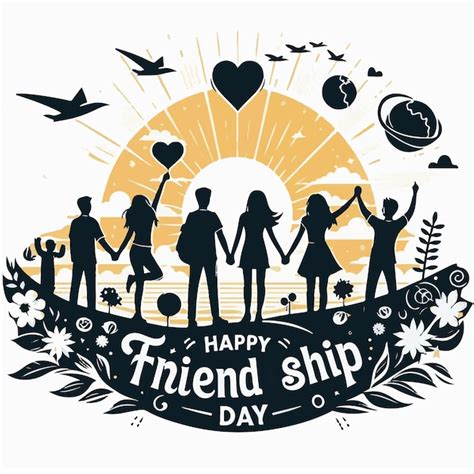 Happy Friendship Day Silhouette Vector Illustration Premium Ai