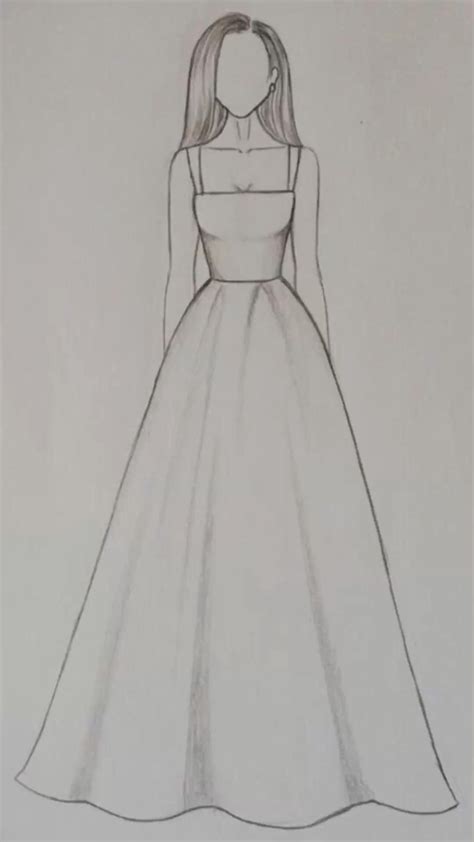 Easy Drawing Beautiful Dress Backside Pencil Sketch For Beginner Simple