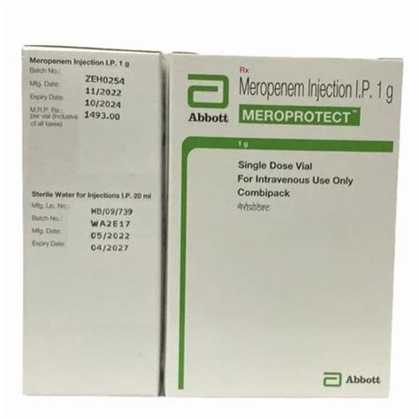 Meropenem Injection IP Sterile Water IP Combipack Strength 125 Mg At