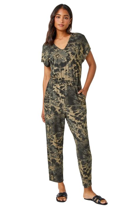 Roman Khaki Tie Dye Pocket Stretch Jumpsuit Matalan