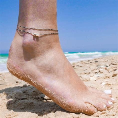 Silver Ankle Bracelet Silver Anklet Beaded Anklet Foot Etsy