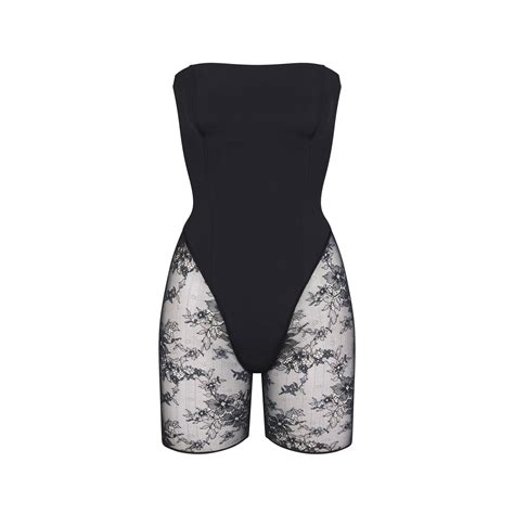 Ultra Fine Lace Strapless Onesie Onyx