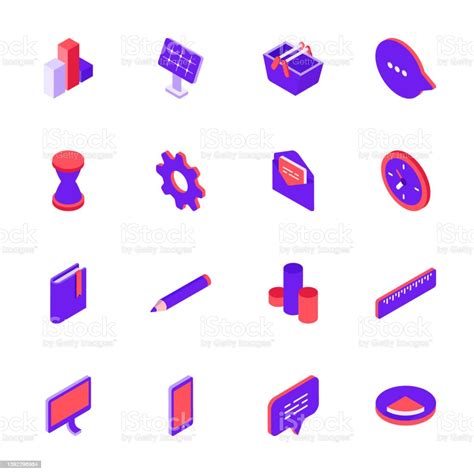 Isometric Social Media Icons Set Vector Illustration Stock Illustration