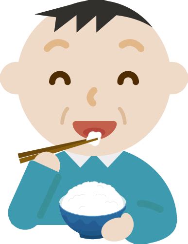 ご飯を食べる中年の男性のイラスト1 無料イラスト素材のillalet