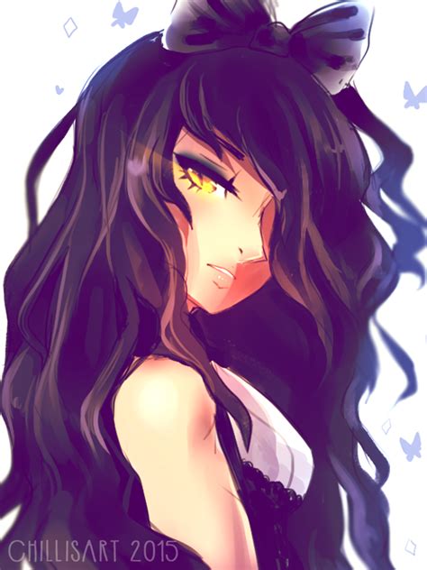 Safebooru 1girl Artist Name Bangs Bare Shoulders Black Bow Black Dress Black Hair Blake