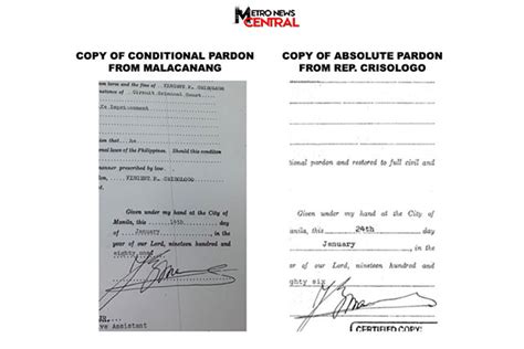 Nbi Marcos Signature On Crisologo Pardon Forged