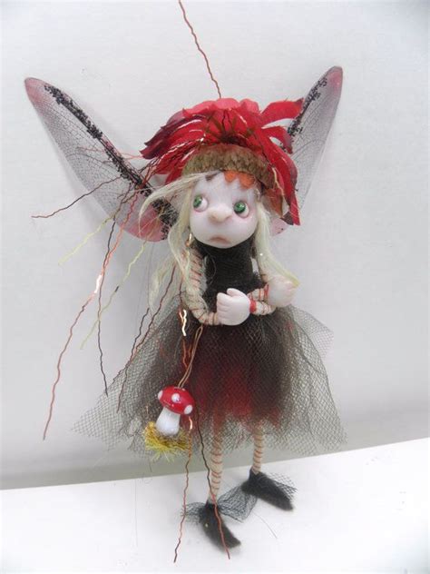 Ooak Poseable Pissed Off Red Dot Mushroom Pixie от Dinkydarlings Pixies