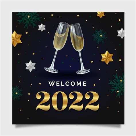 Free Vector Realistic New Year Greeting Card Template