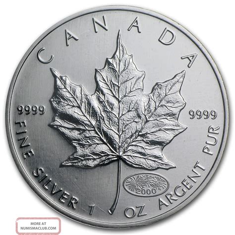 1999 2000 1 Oz Silver Canadian Maple Leaf Fireworks Privy Rcm Package