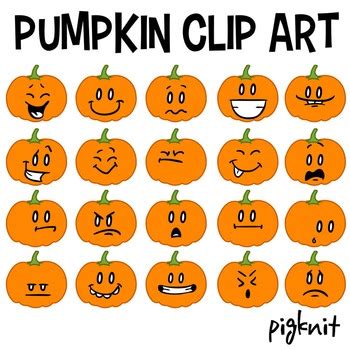 Pumpkin Clip Art, Pumpkin Face Emoticons, Halloween Clipart, Facial ...