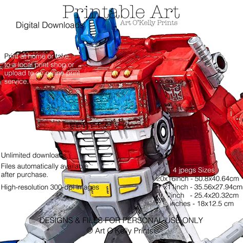 Transformers Optimus Prime ,digital Download, Superhero,wall Art Poster ...