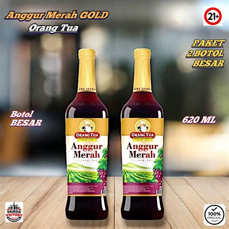 Jual PAKET 2 Anggur Merah GOLD Cap Orang Tua 620ml Original