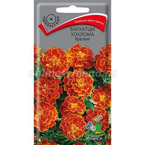 Бархатцы Хохлома Красные из каталога Семена цветов – купить с доставкой ...