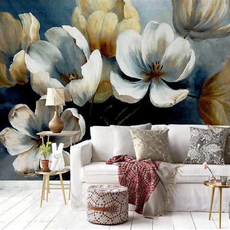 Wallpapers Youman Custom Flowers Photo Wallpaper Hand Painted Flowers