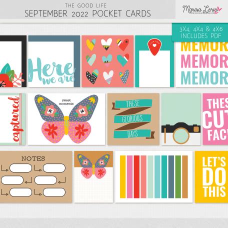 The Good Life September Pocket Cards Kit By Marisa Lerin Graphics