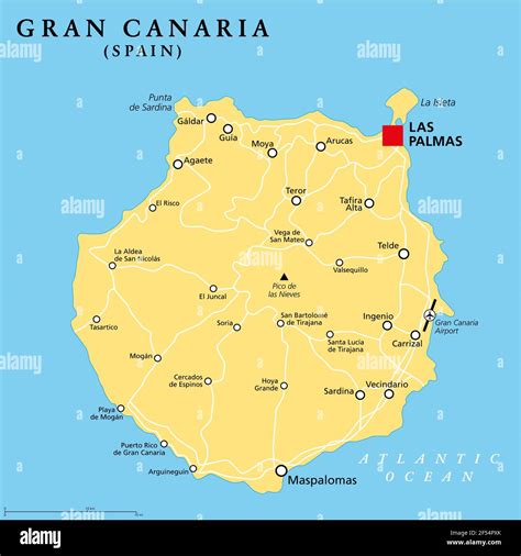 Gran Canaria Carte Politique Avec La Capitale Las Palmas Grand Canary