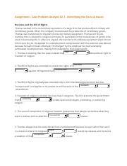 Assignment Case Problem Analysis 02 1 Identifying The Facts