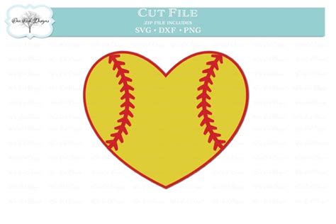 Softball Heart - SVG DXF PNG