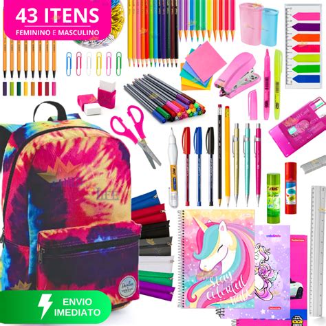 Kit Material Escolar Feminino Completo Itens Volta As Aulas