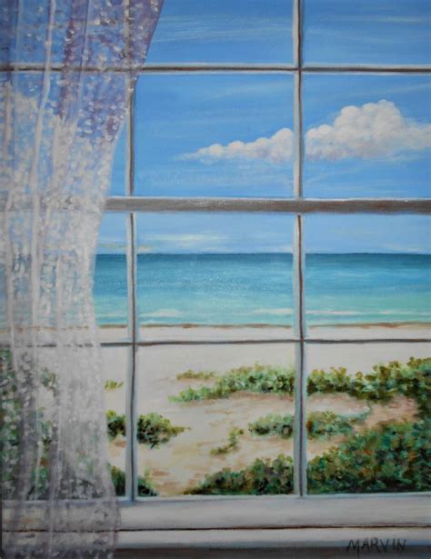 Window View of The Beach Painting by Janette Marvin | Saatchi Art