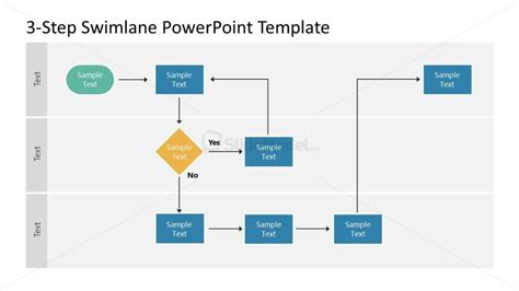 3 Step Swimlane Ppt Template Slide With White Background Slidemodel