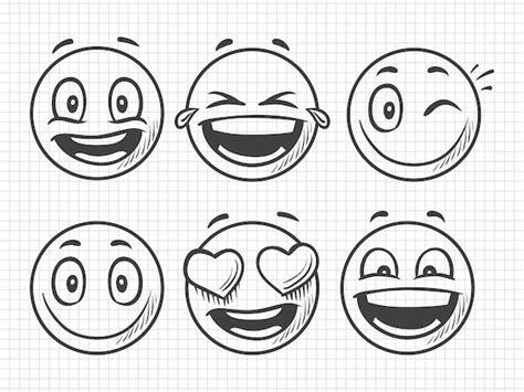 Hand Drawn Positive Emojis Smile Sketch Premium Vector 2376 | The Best Porn Website