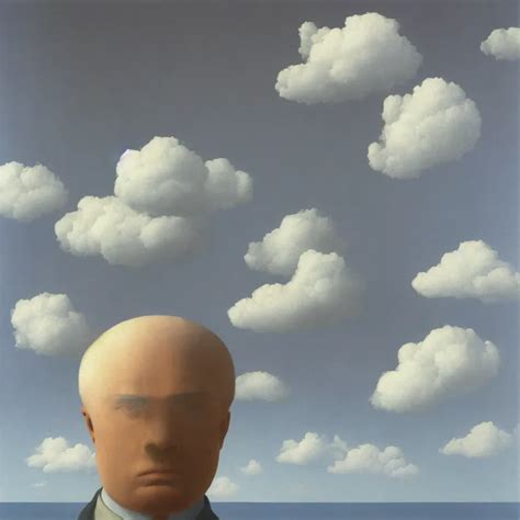 Portrait Of A Man Whos Head Is Made Of Clouds By Rene Stable