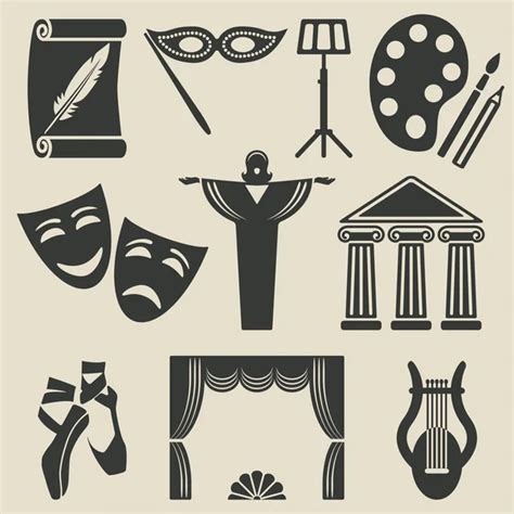 Doodle Dibujado A Mano Conjunto De Teatro Ilustración Vectorial Iconos